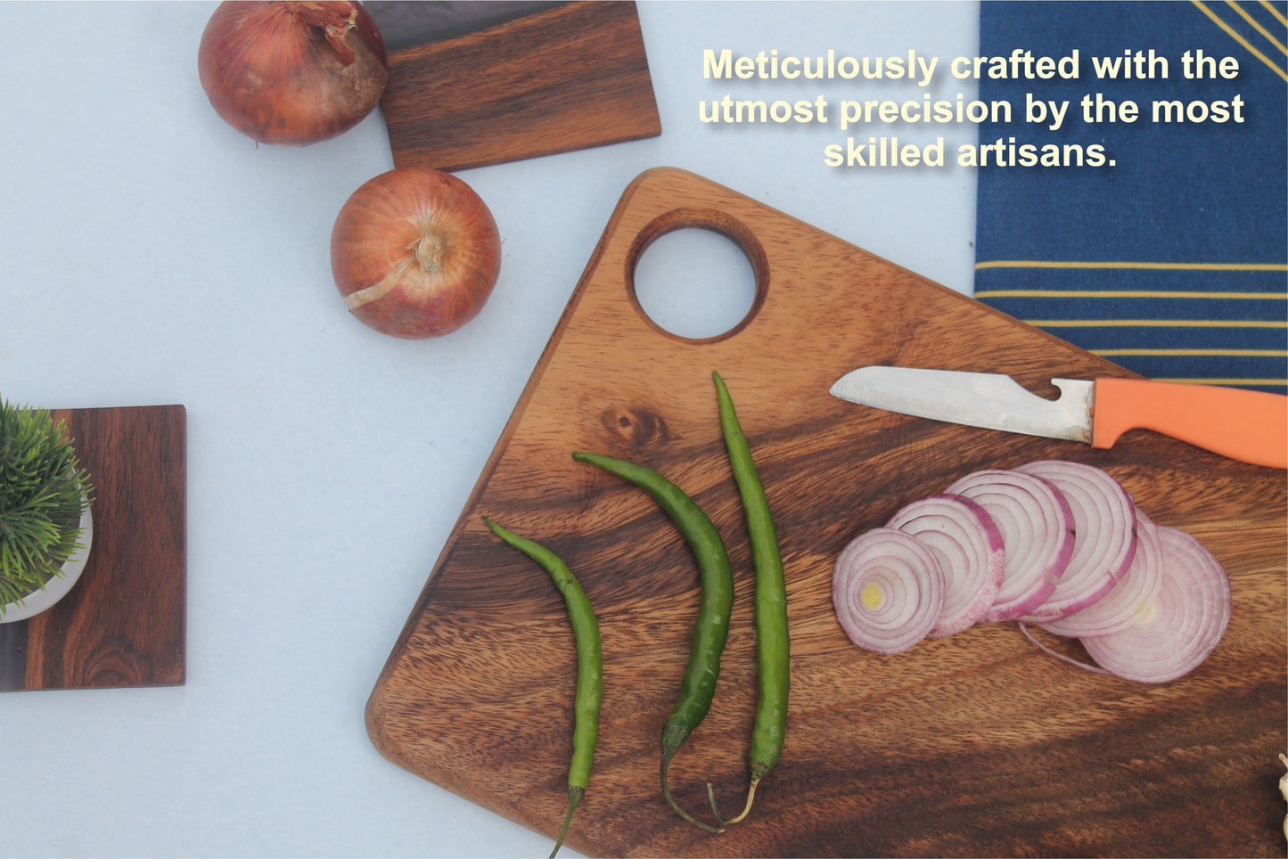 Woods And Knots Acacia Wood Chopping Board – Knife-Friendly & Multi-Purpose Cutting Board (Design 2)