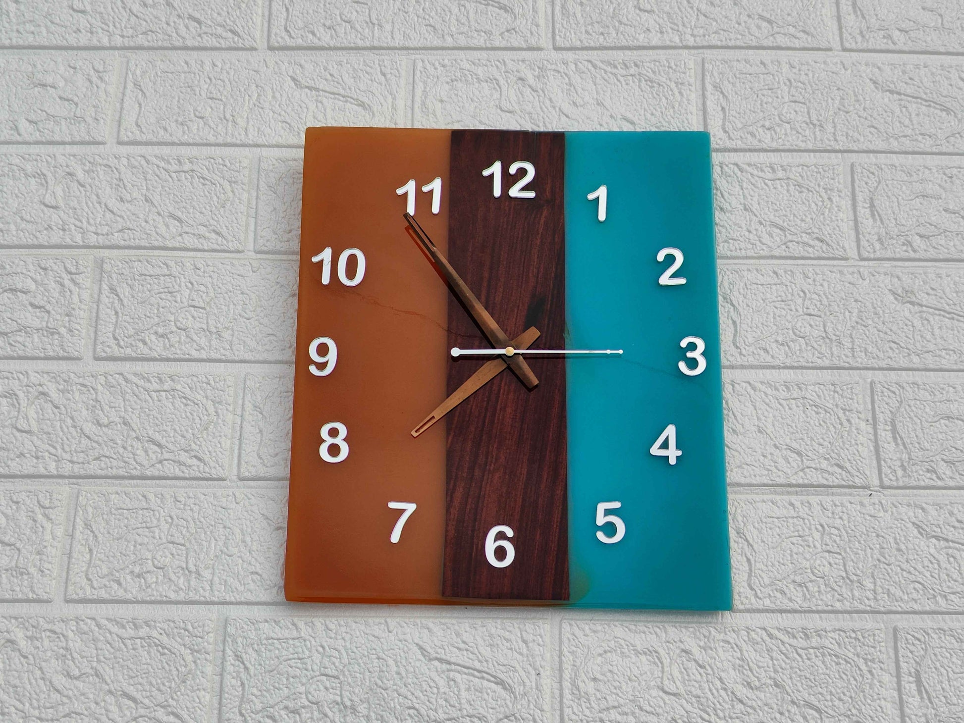 Multicolor Square Epoxy Clock