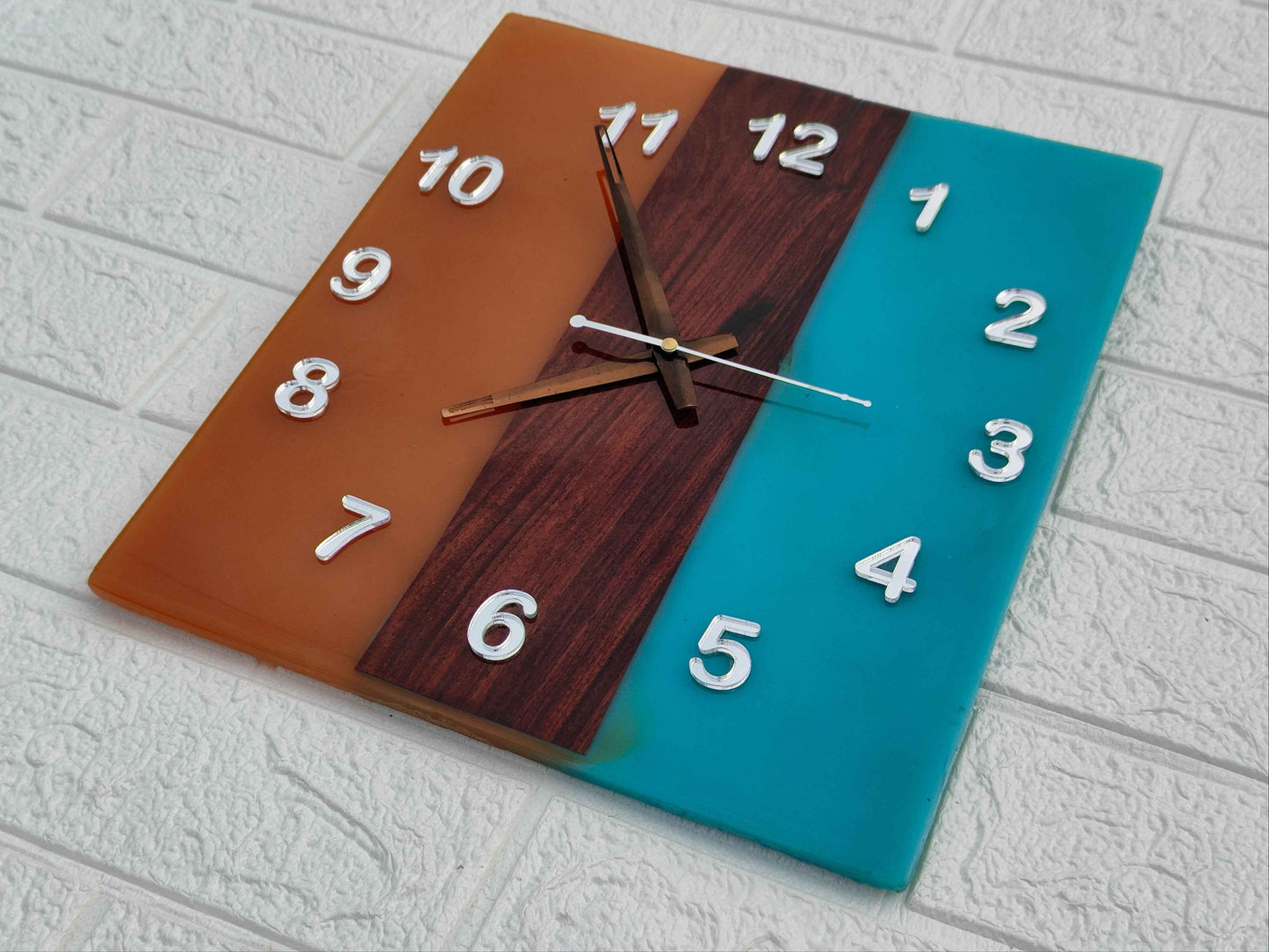 Multicolor Square Epoxy Clock