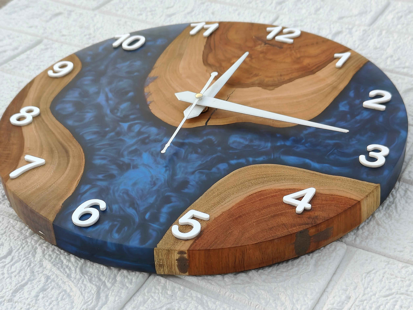 Dark Blue Epoxy Wooden Clock