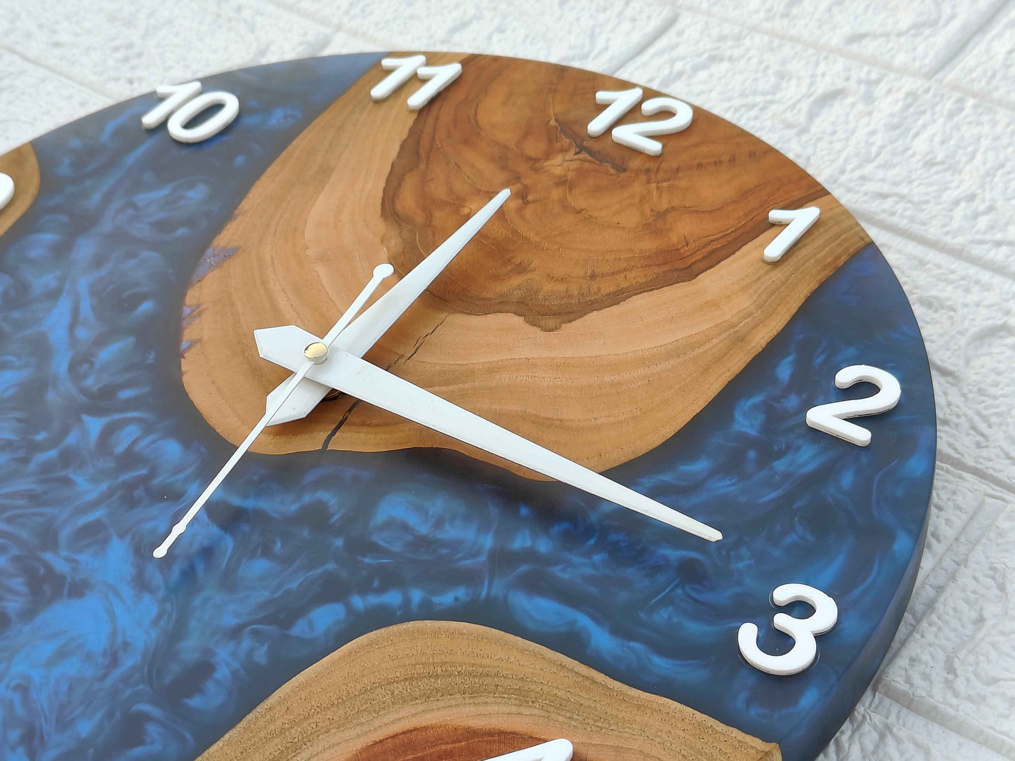 Dark Blue Epoxy Wooden Clock