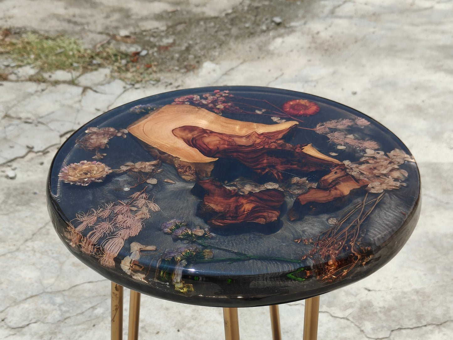 Epoxy Flower Side Table