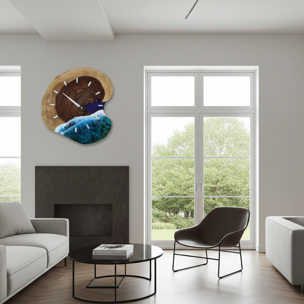 Live Edge Ocean Wave Clock