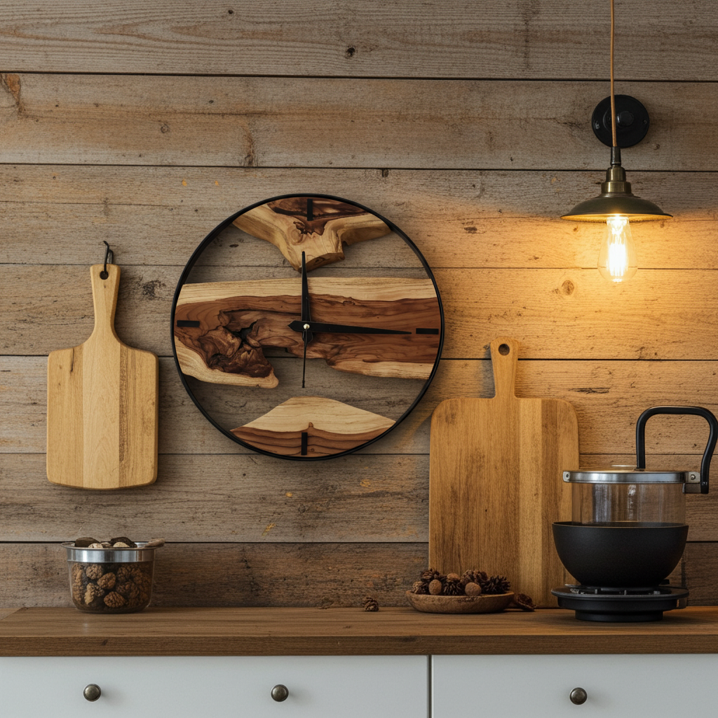 Metal Frame Wooden Clock