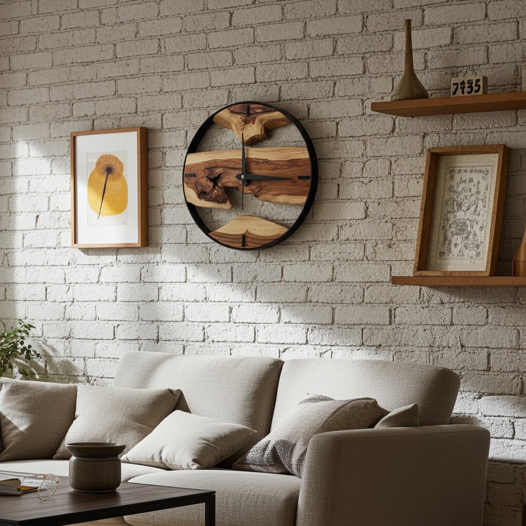 Metal Frame Wooden Clock