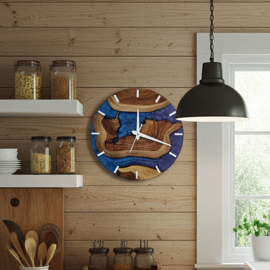 Multi Color Epoxy Wooden Clock