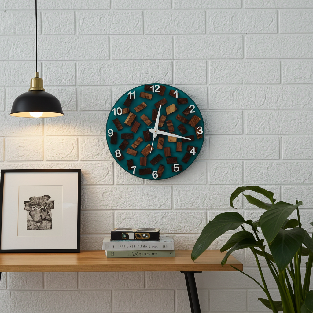 Epoxy Wood Pieces Clock