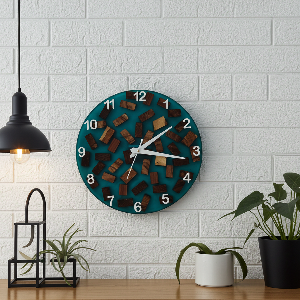 Epoxy Wood Pieces Clock
