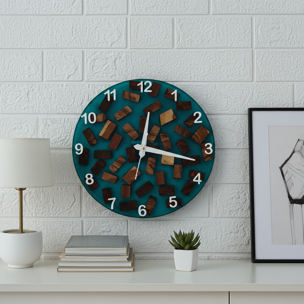 Epoxy Wood Pieces Clock