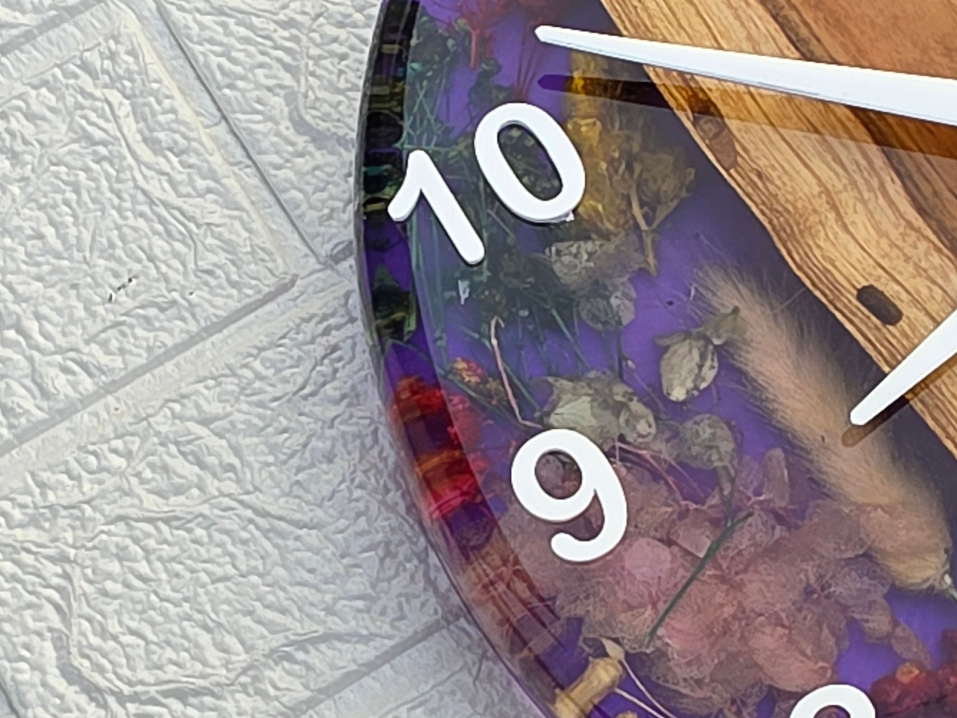 Handmade Epoxy Wood Clock with Dried Flowers - Woods And Knots