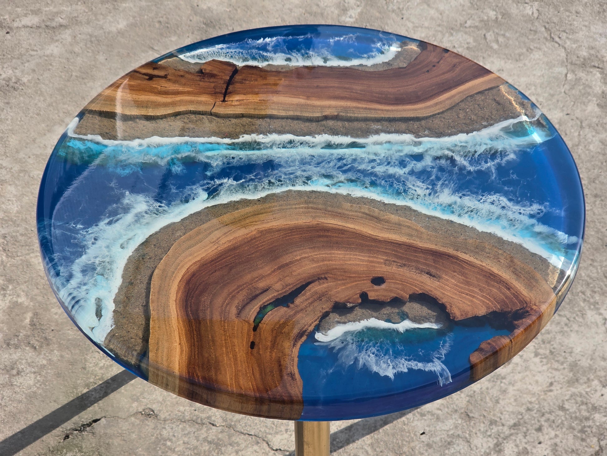 Ocean Wave Epoxy Wood Side Table - Woods And Knots