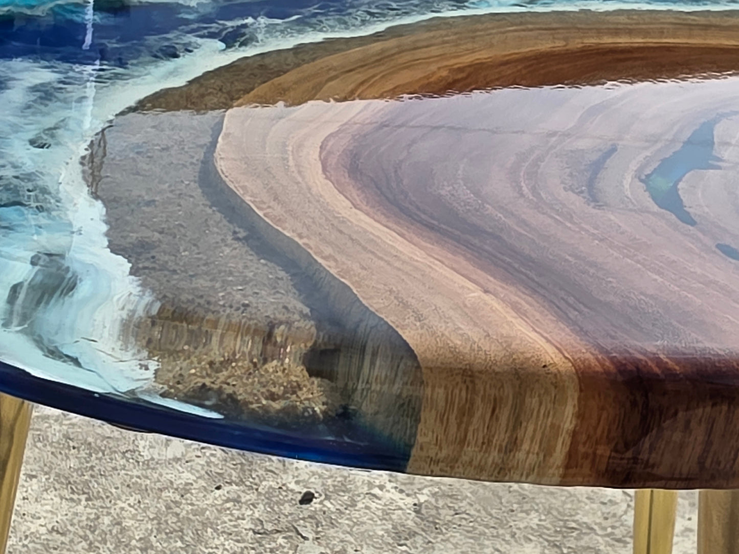 Ocean Wave Epoxy Wood Side Table - Woods And Knots