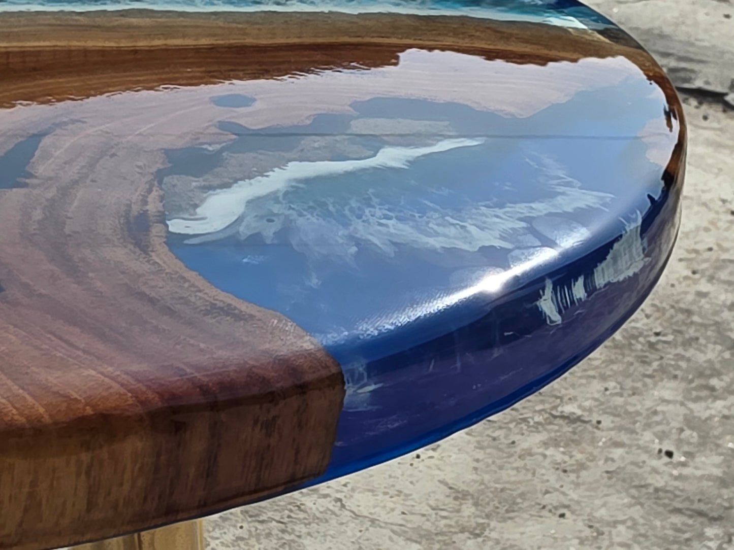 Ocean Wave Epoxy Wood Side Table - Woods And Knots