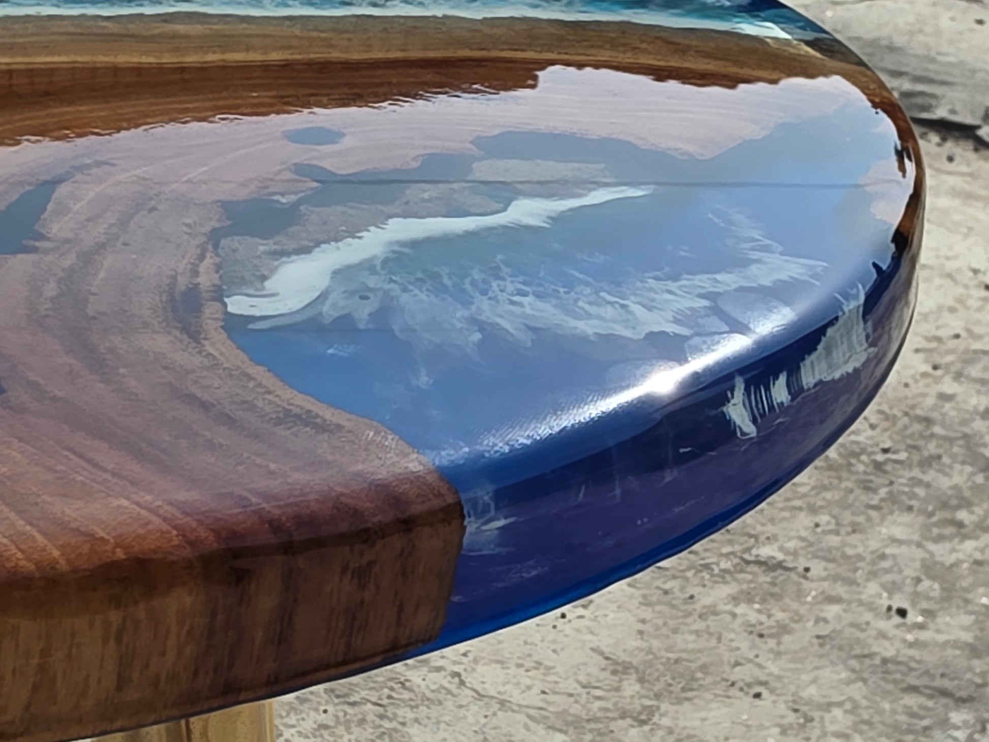 Ocean Wave Epoxy Wood Side Table - Woods And Knots