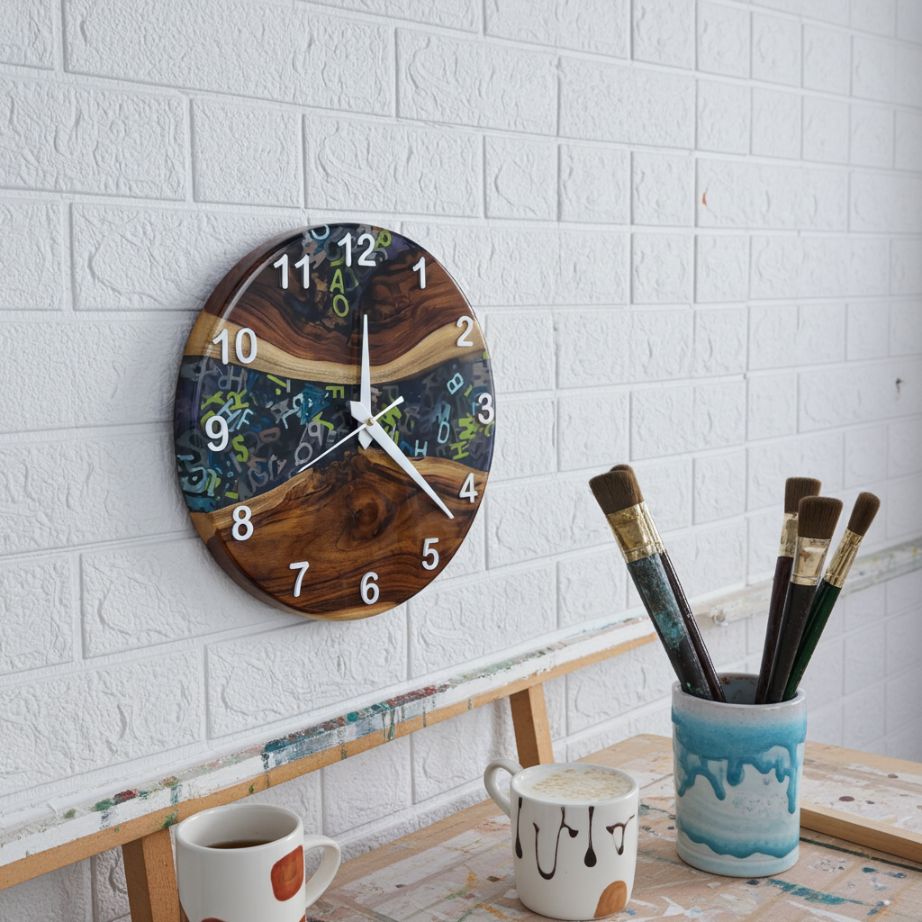 Alphabet Epoxy Wall Clock