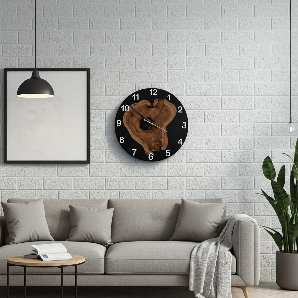 Black Epoxy Wooden Clock