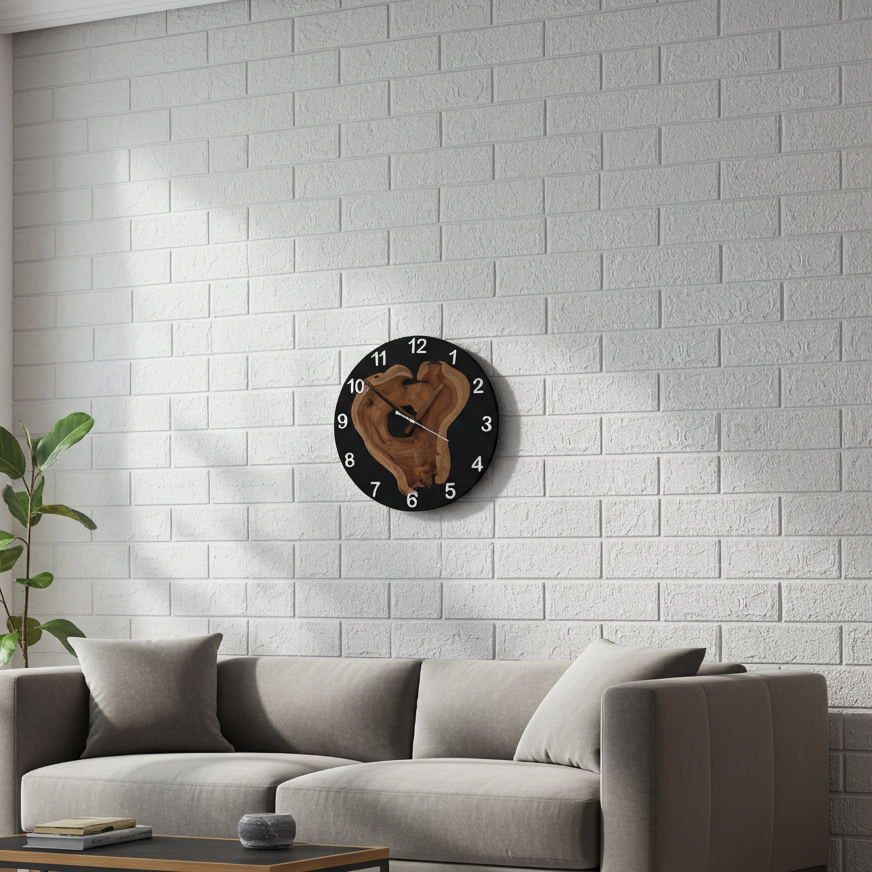 Black Epoxy Wooden Clock