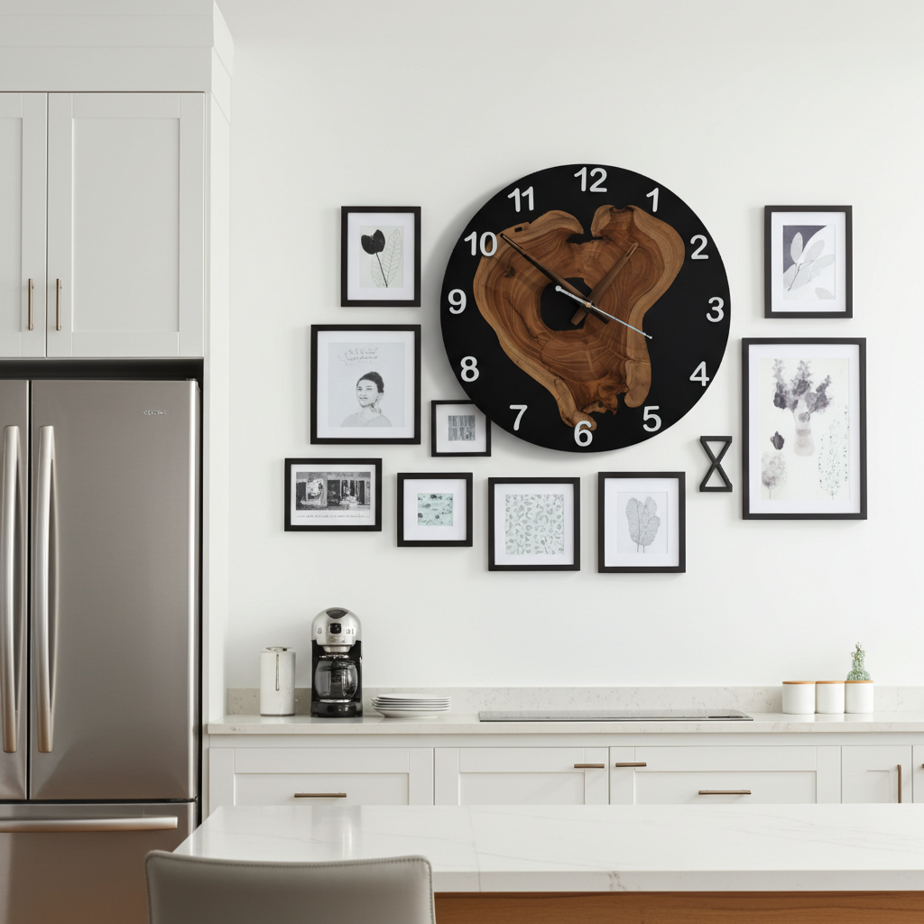 Black Epoxy Wooden Clock