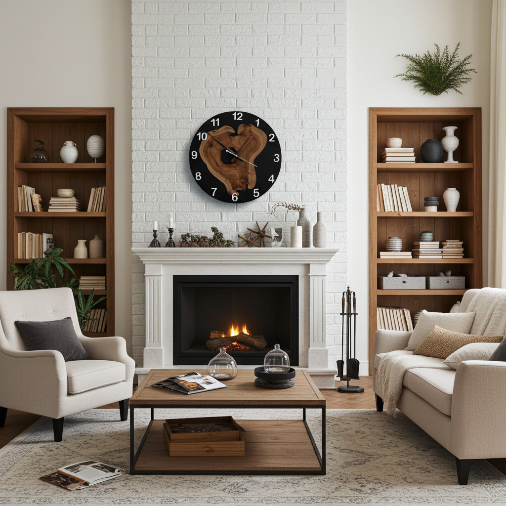 Black Epoxy Wooden Clock