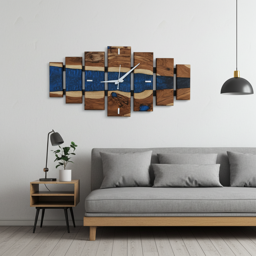Epoxy River Wooden Clock