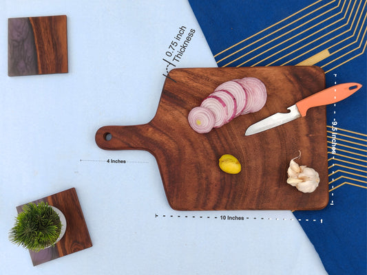 Woods And Knots Acacia Wood Chopping Board – Knife-Friendly & Multi-Purpose Cutting Board (Design 3)