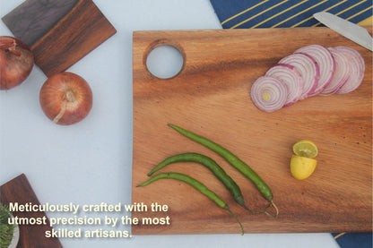 Woods And Knots Acacia Wood Chopping Board – Knife-Friendly & Multi-Purpose Cutting Board (Design 1)