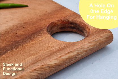 Woods And Knots Acacia Wood Chopping Board – Knife-Friendly & Multi-Purpose Cutting Board (Design 1)