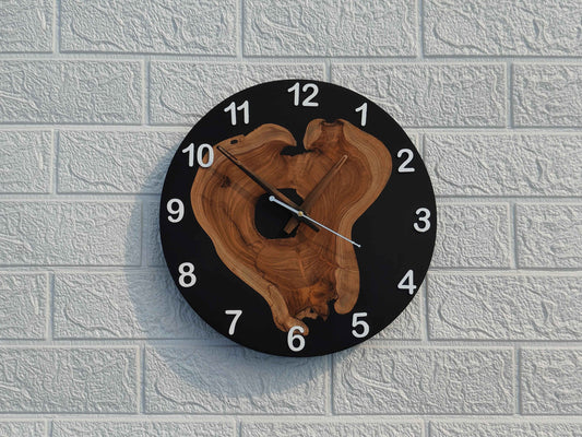 Black Epoxy Wooden Clock
