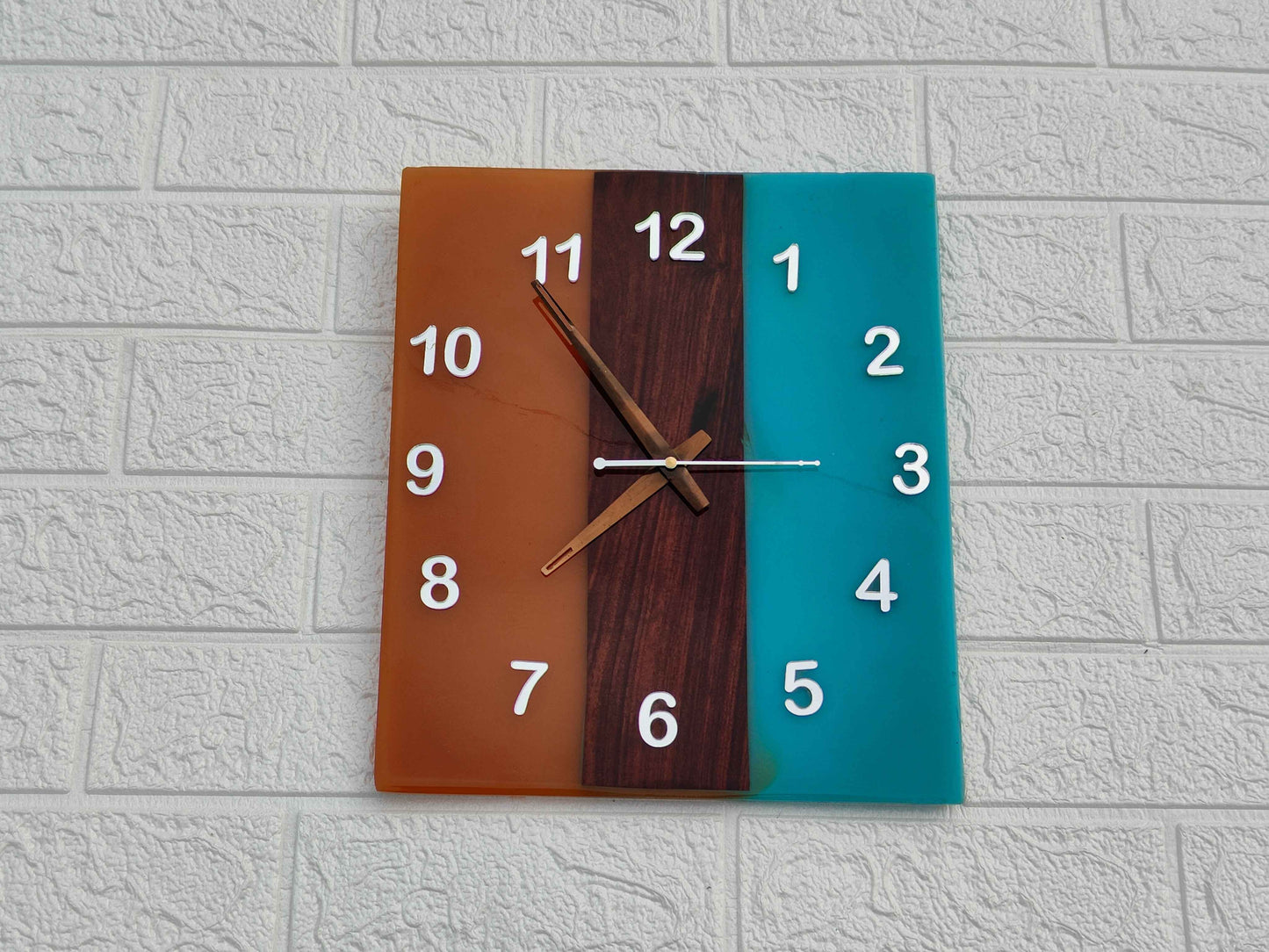 Multicolor Square Epoxy Clock