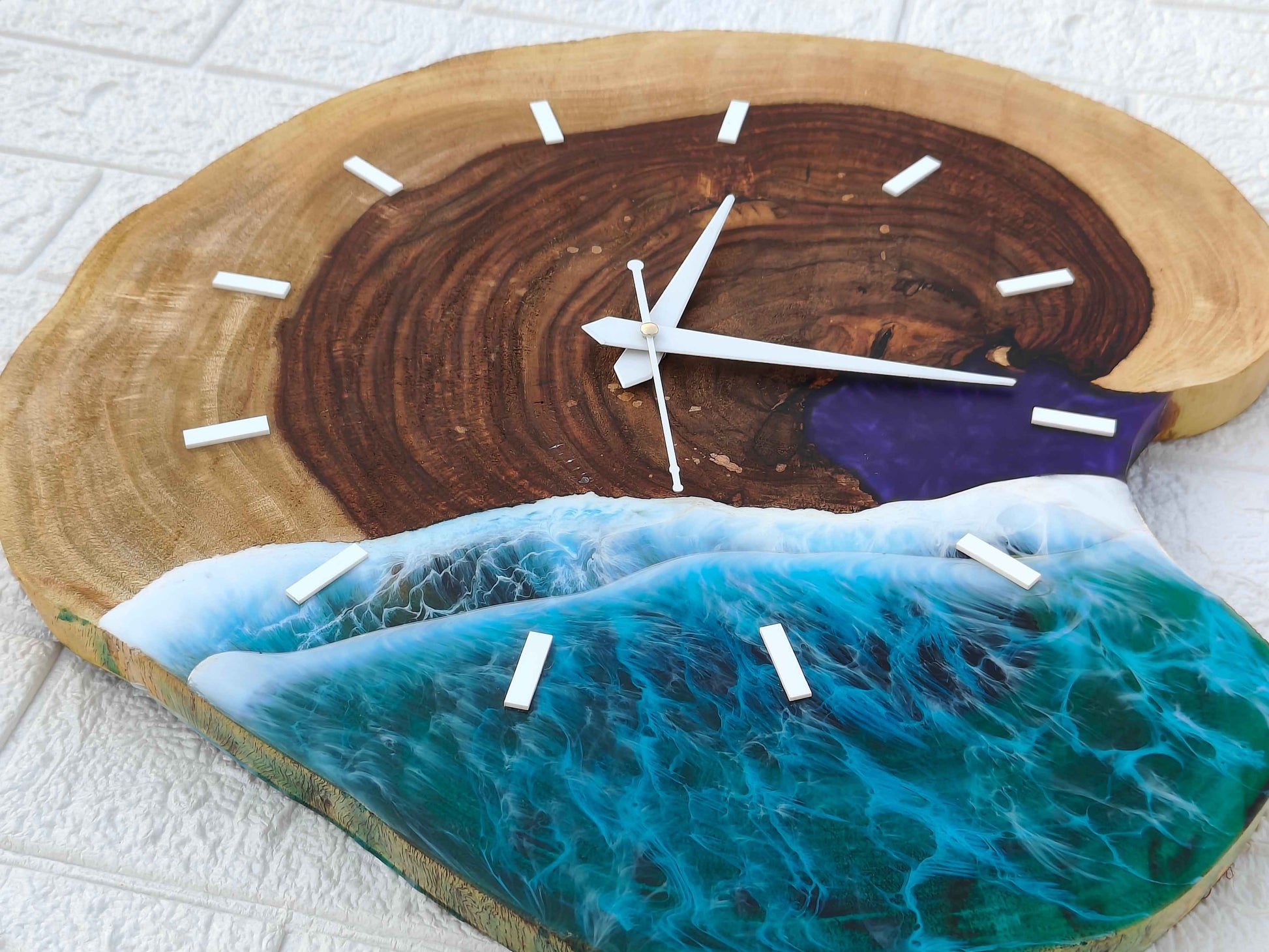 Live Edge Ocean Wave Clock