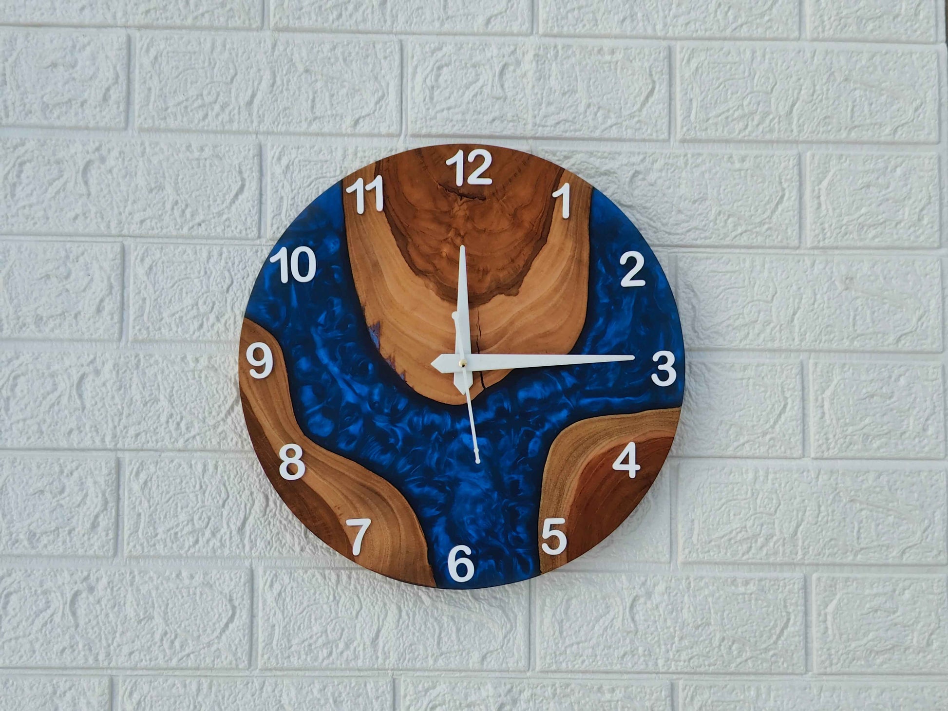 Dark Blue Epoxy Wooden Clock