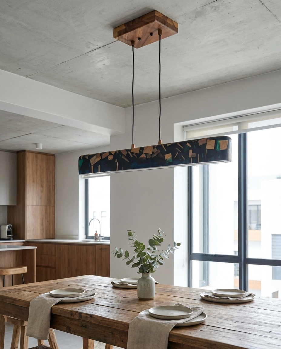 Blue Resin Linear Pendant Light - Woods And Knots