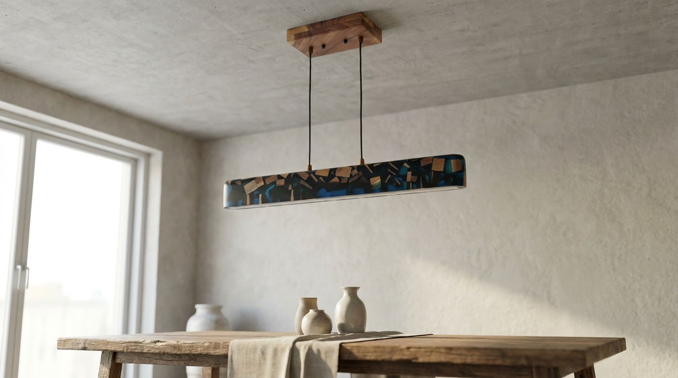 Blue Resin Linear Pendant Light - Woods And Knots