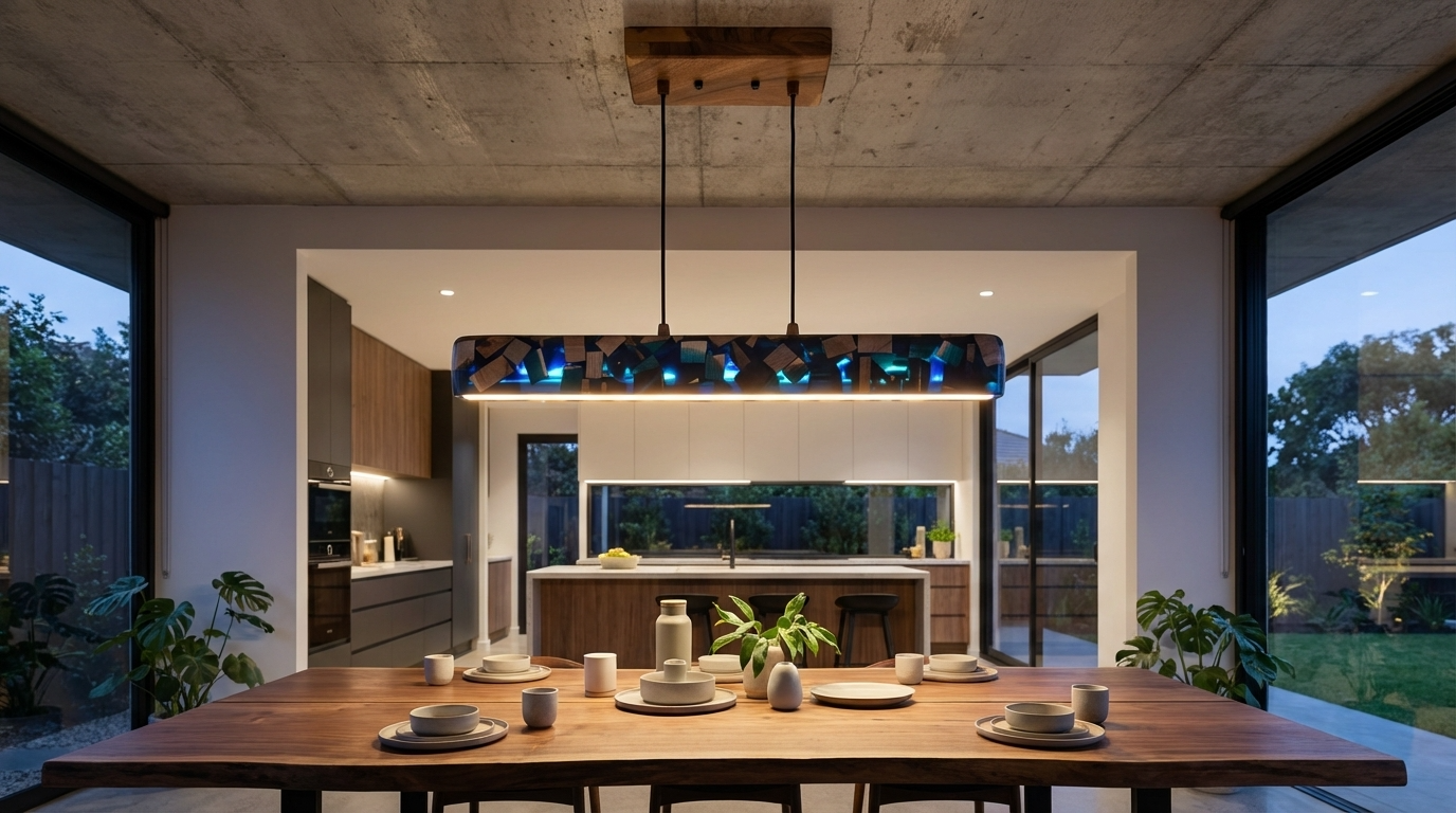 Blue Resin Linear Pendant Light - Woods And Knots