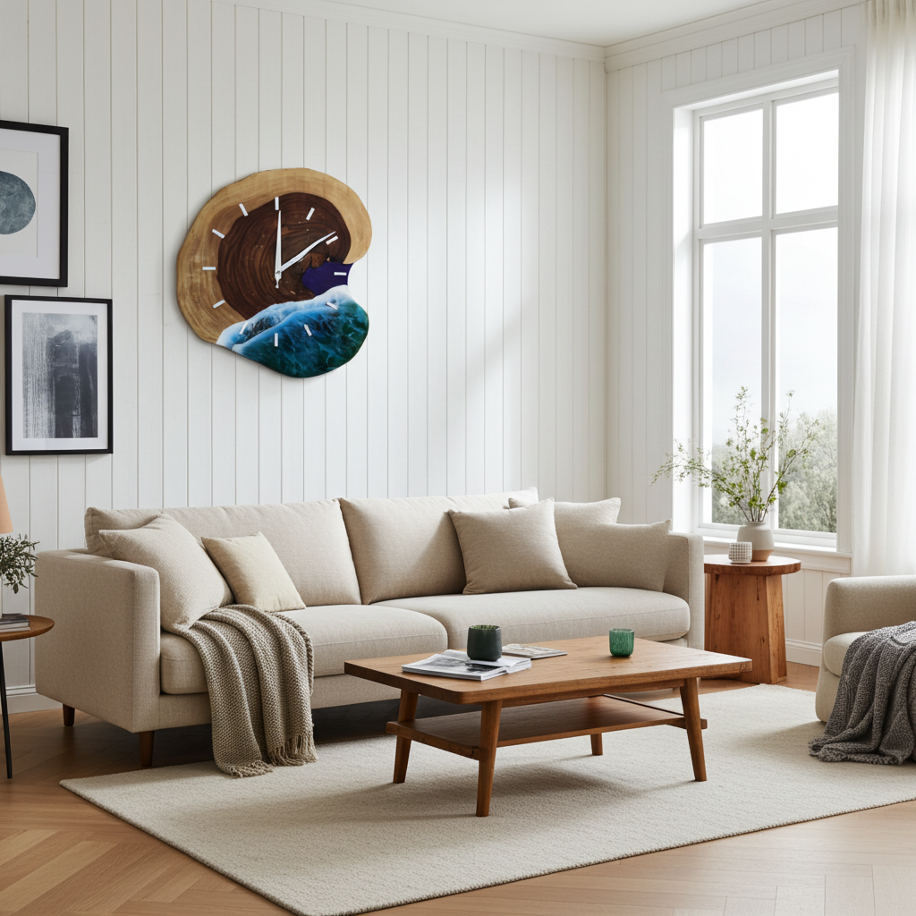 Live Edge Ocean Wave Clock