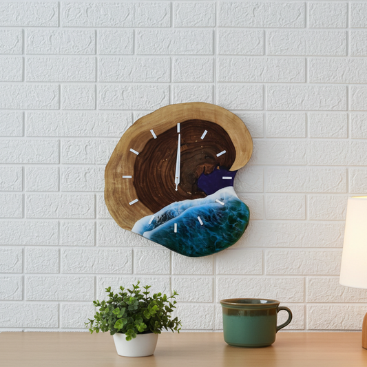 Live Edge Ocean Wave Clock