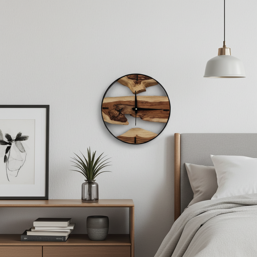 Metal Frame Wooden Clock