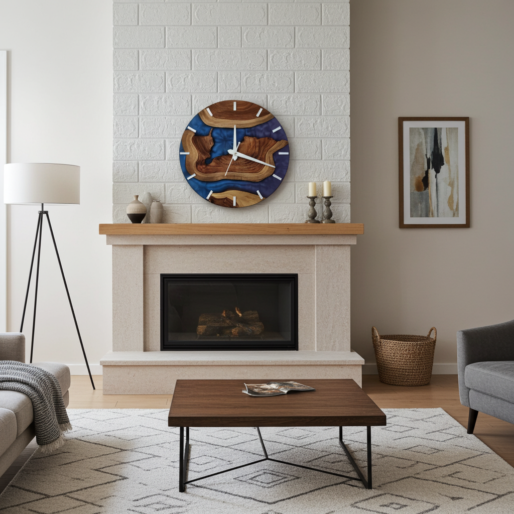 Multi Color Epoxy Wooden Clock