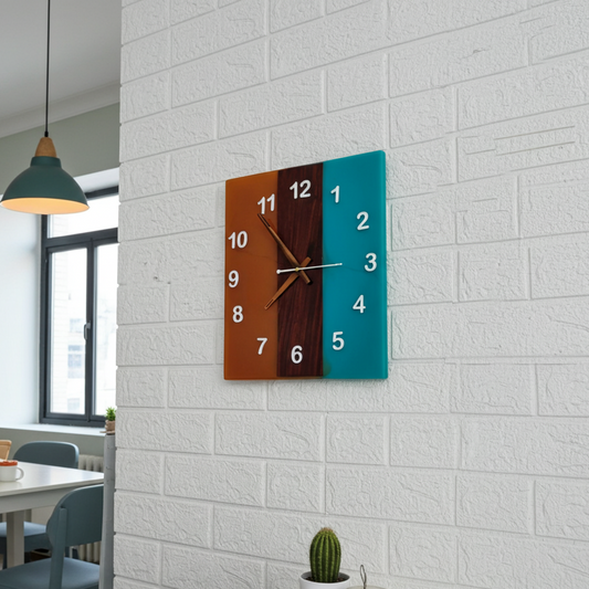 Multicolor Square Epoxy Clock
