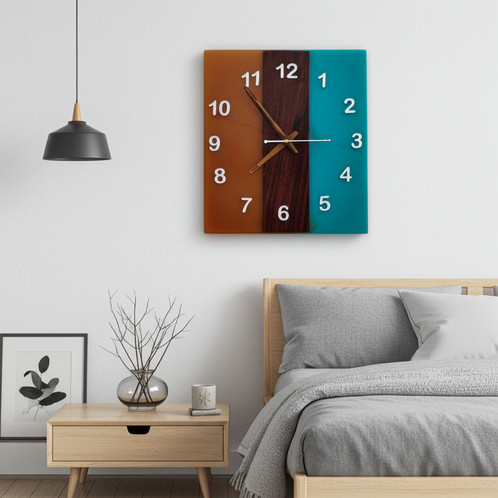 Multicolor Square Epoxy Clock