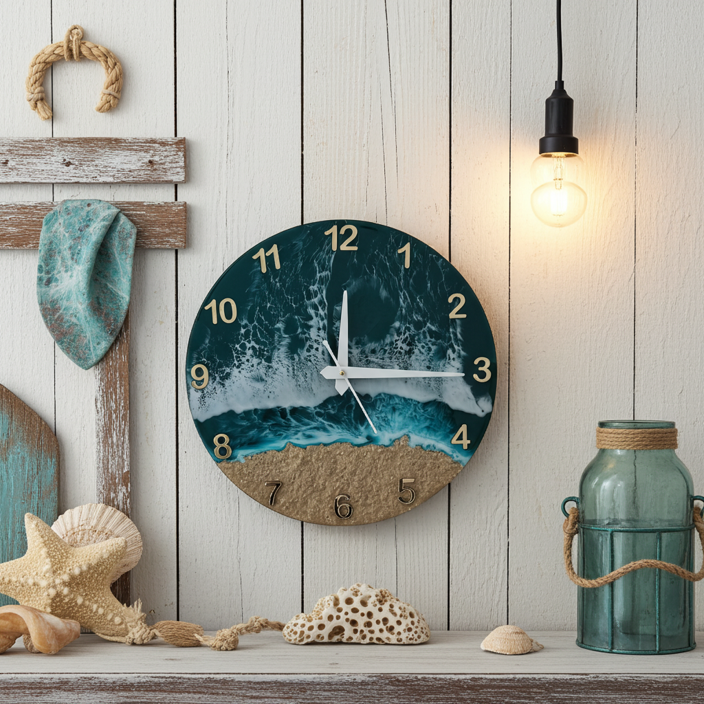 Ocean Wave Epoxy Clock MDF Base