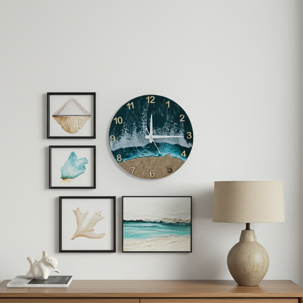 Ocean Wave Epoxy Clock MDF Base