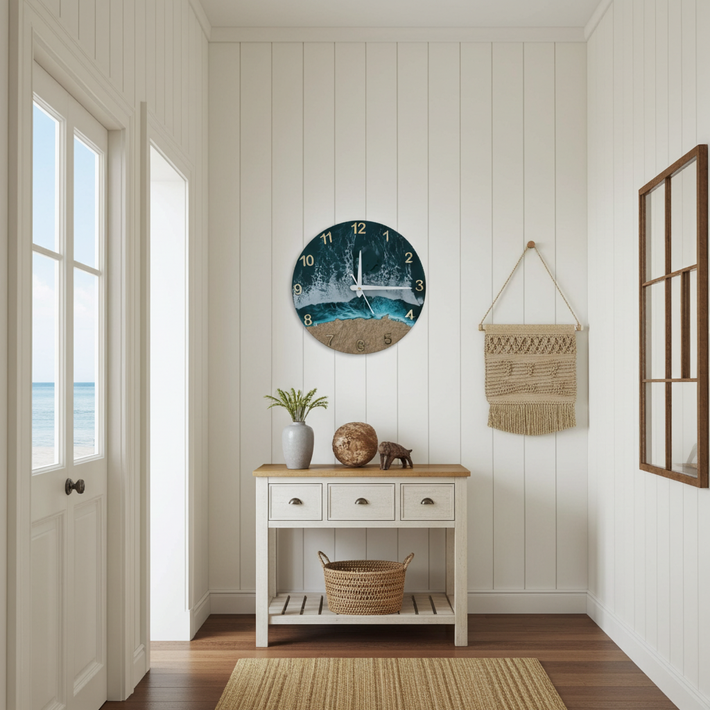 Ocean Wave Epoxy Clock MDF Base