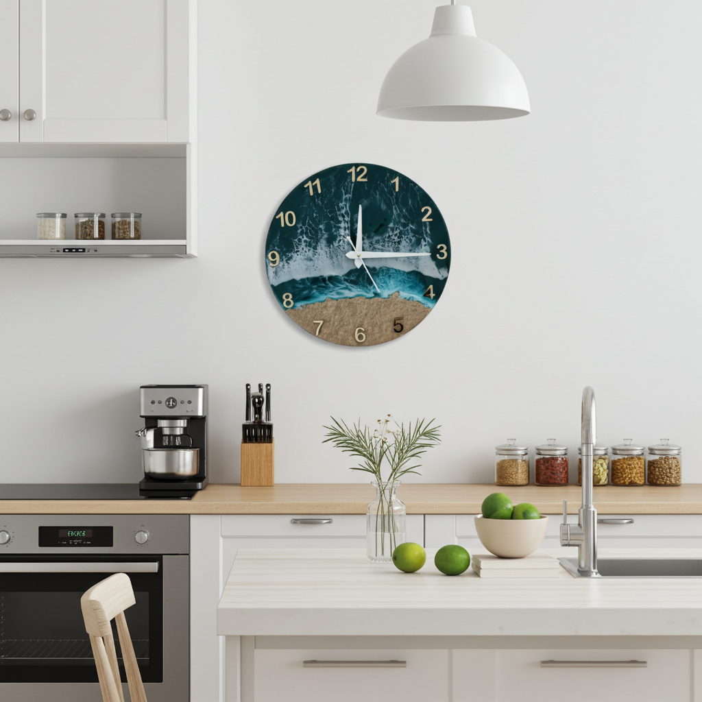 Ocean Wave Epoxy Clock MDF Base