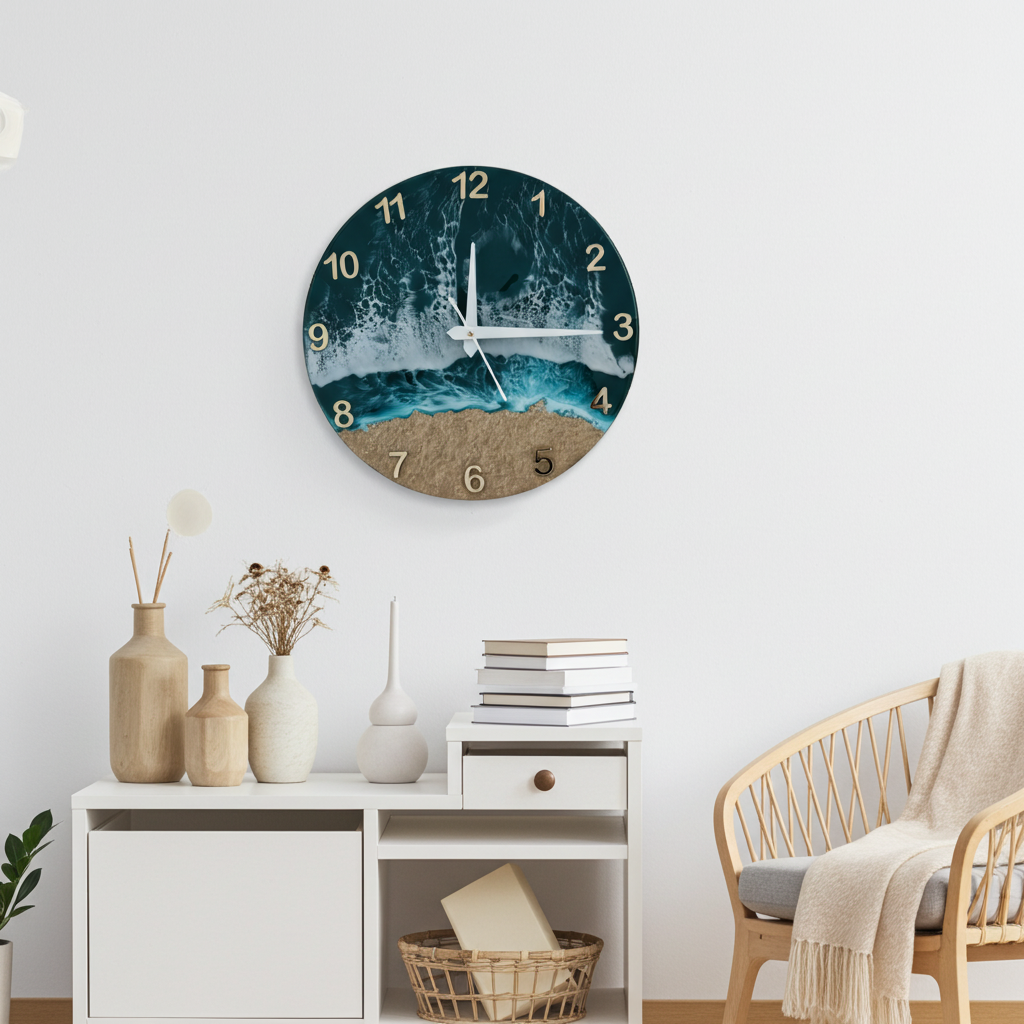 Ocean Wave Epoxy Clock MDF Base