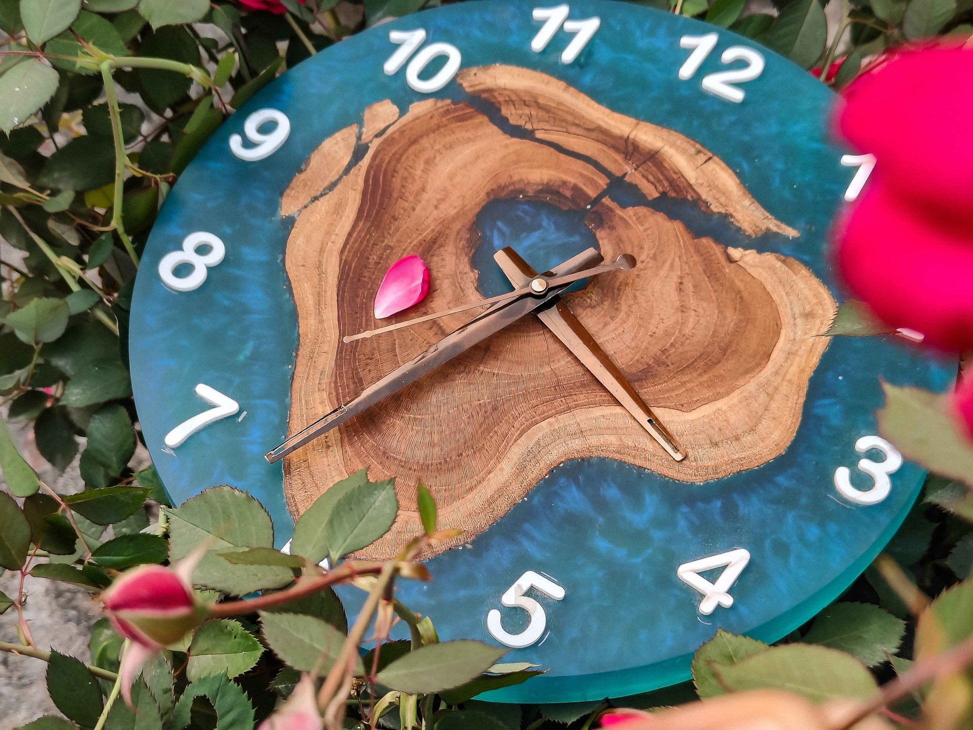 Blue Epoxy Wooden Clock