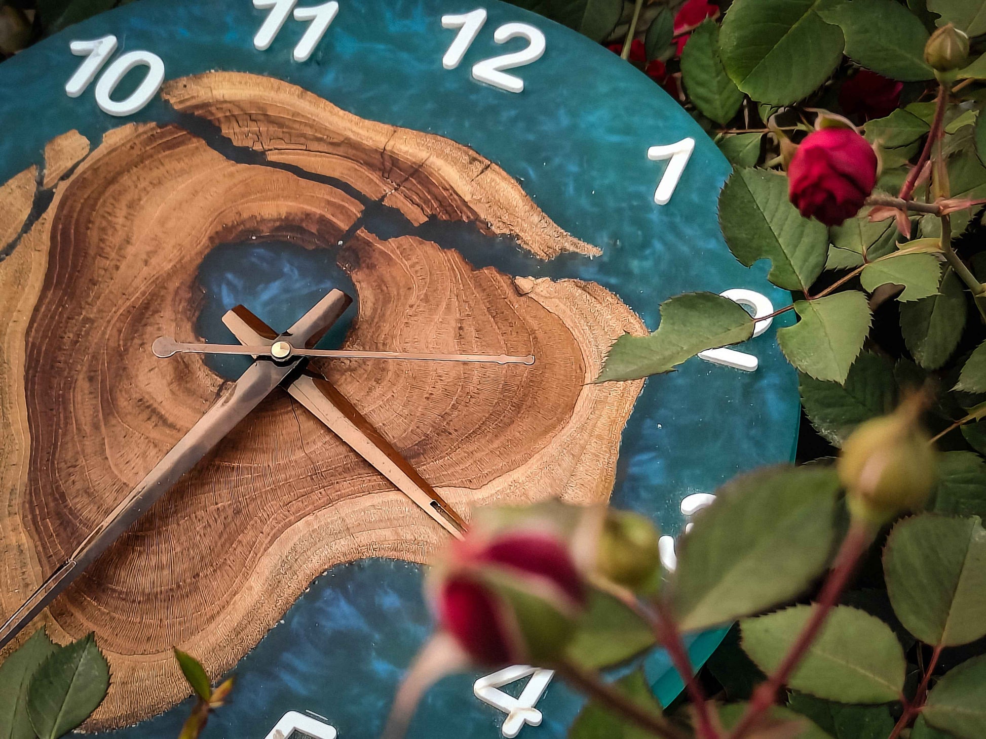 Blue Epoxy Wooden Clock
