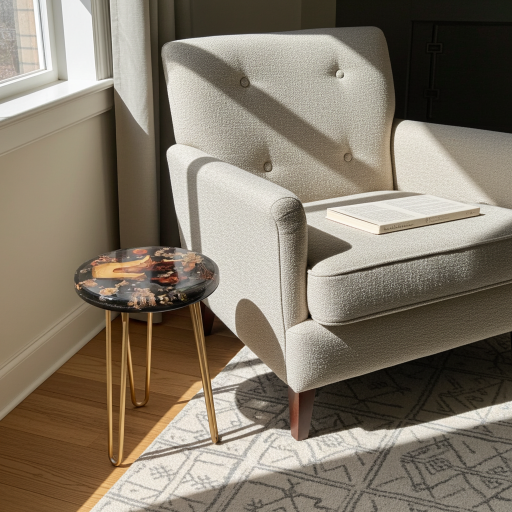 Epoxy Flower Side Table