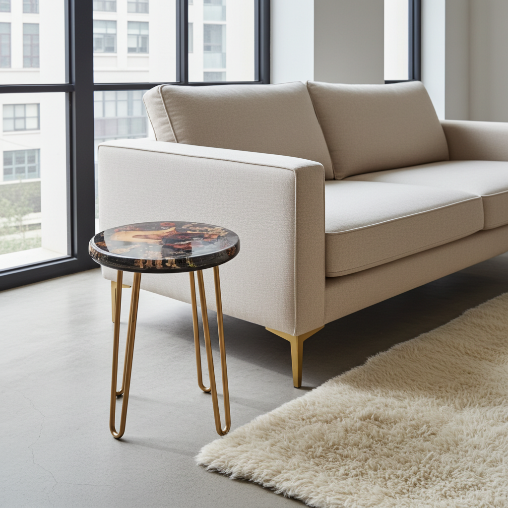 Epoxy Flower Side Table