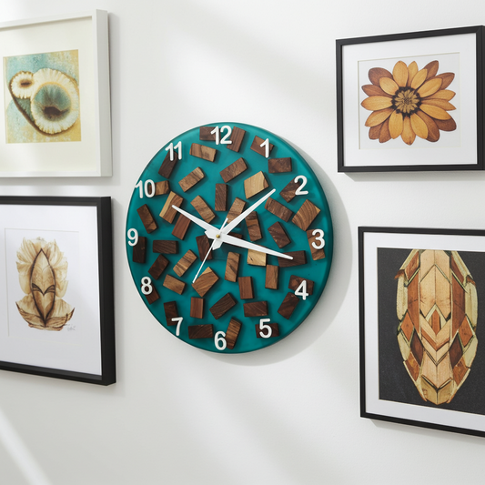 Epoxy Wood Pieces Clock